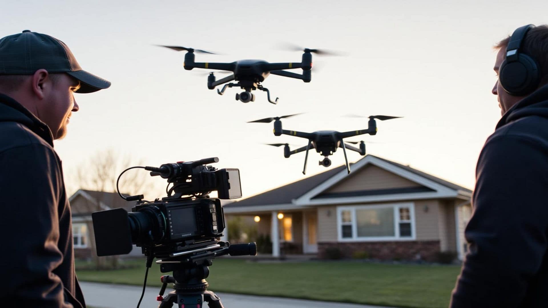 Camera Crew flying drones