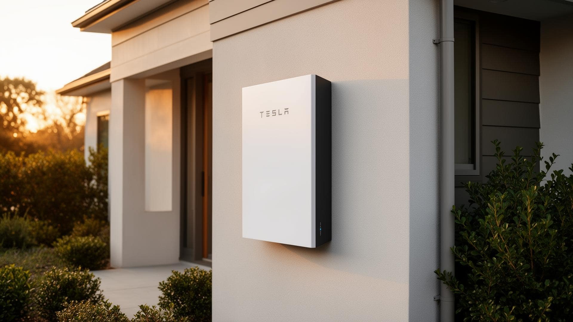 Close up of Tesla Powerwall on house